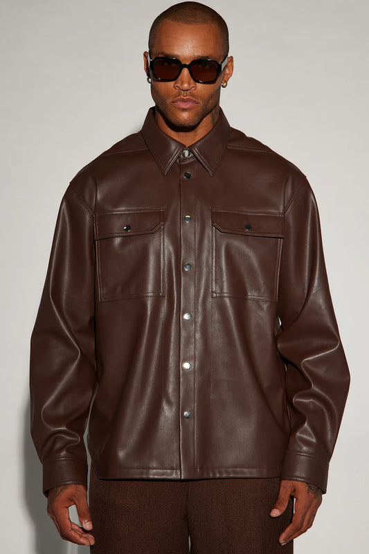 Camisa Abotonada Bowery Faux Leather