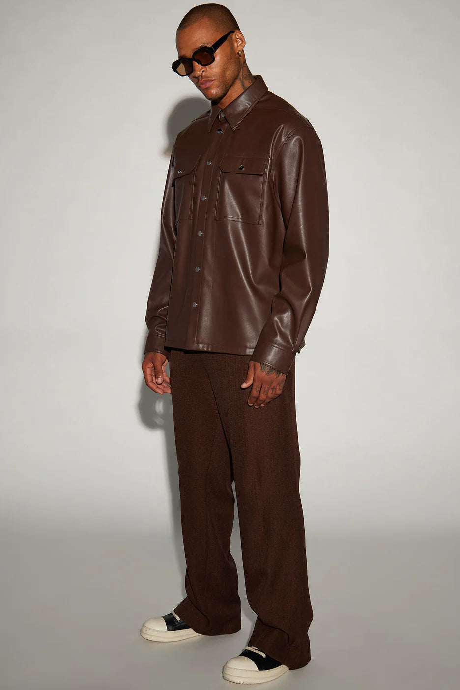 Camisa Abotonada Bowery Faux Leather